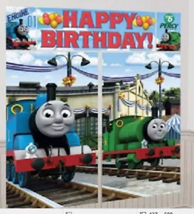 THOMAS the TANK ENGINE Scene Setter HAPPY BIRTHDAY party wall kit TRAINS Percy - Picture 1 of 1