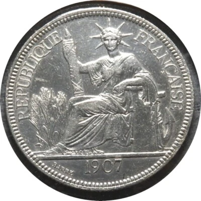 elf French Indo China 1 Piastre 1907 A Silver - Image 1 of 2