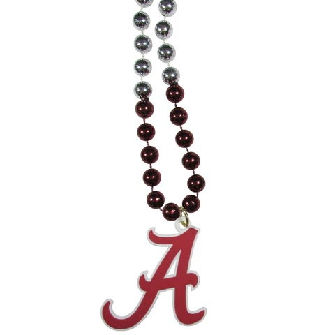 Alabama Crimson Tide Mardi Gras Beads Necklace w/ Team Logo - NCAA Cover