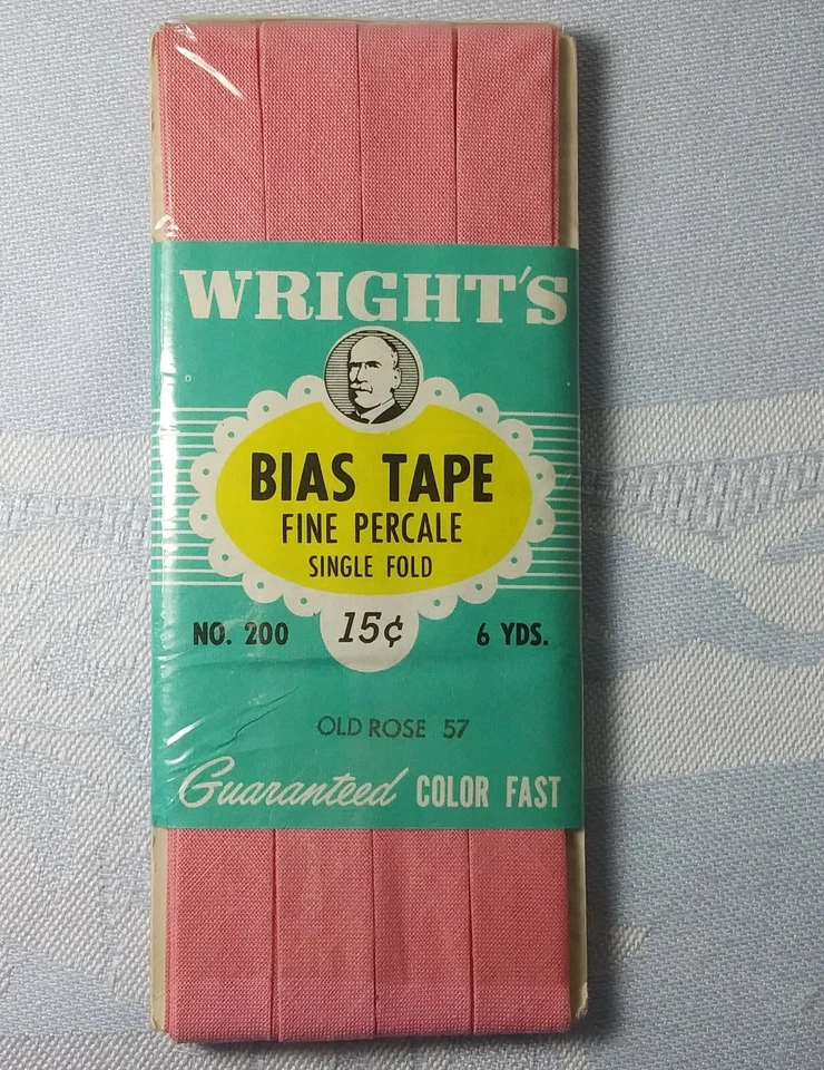 CINTA SESGADA 6 yardas rosa vieja 1/2" de ancho pliegue único vintage Wright's Foto 1 de 1