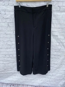 Pantalones Zara Negro BOTÓN LATERAL Pierna Ancha Moda Dardos Talla 2XL - Imagen 1 de 10