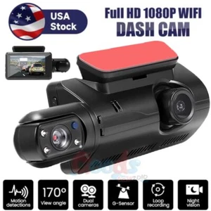 Dual Lens Dash Cam HD 1080P Car Video Recorder G-sensor Dvr Car Camera 3-inch - Picture 1 of 17