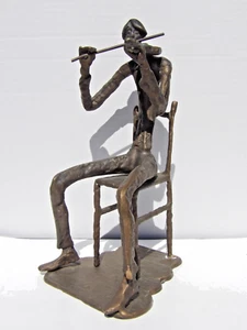 Escultura de violinista moderna vintage jugando en silla arte abstracto orquesta - Imagen 1 de 10