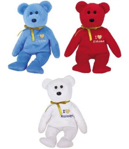 TY Beanie Babies - I LOVE STATE BEAR TRIO (Set of 3 - Alabama, Louisiana & Miss) - Picture 1 of 1