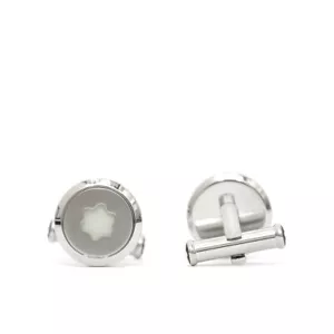 Man cufflinks Montblanc Meisterstuck 123799 round in stainless steel with clip - Picture 1 of 5