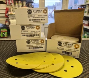 STEMMA® PAPER SANDING DA DISCS 6inch 150mm HOOK LOOP GRIP ABRASIVE 5 PACK - Picture 1 of 6