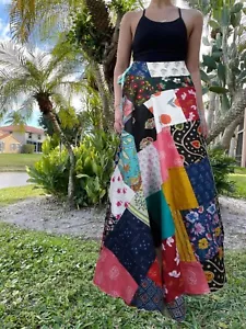 Women Deep Pink Patchwork Boho Long Skirt – Ideal Summer Beach Cover-Up One Size - Picture 1 of 1