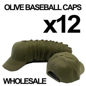 ***VERDE OLIVA ***GORRA DE BÉISBOL LISA 12 PIEZAS *** AL POR MAYOR *** - Imagen 1 de 1