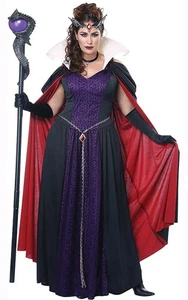 EVIL STORYBOOK QUEEN PLUS SIZE ADULTS WOMENS DRESS UP HALLOWEEN WICKED COSTUME - Picture 1 of 2