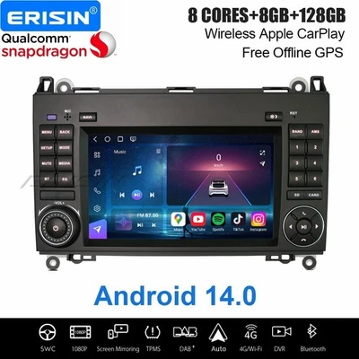 8GB+128GB Android 14 Navi CarPlay Autoradio Mercedes A/B Klasse W169 Vito Viano - Bild 1 von 4
