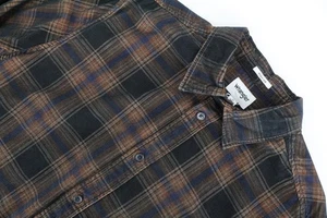 Wrangler Camisa Hombre M Marrón Azul Marino Cuadros Pana Manga Larga Multicolor - Imagen 1 de 8