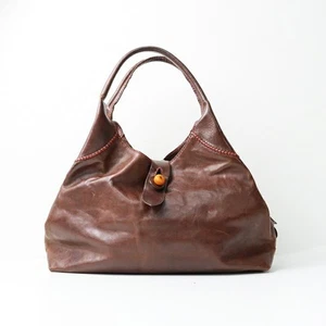 ANRIKUIR Leather Handbag Brown 35cm Vintage Look Minor Scuffs Japan Used - Picture 1 of 8