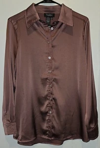Damen MED Dusty Rose Rosa Bluse PAPILLON Seidig Langarm Knopfleiste Oberteil - Bild 1 von 5
