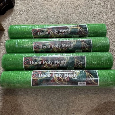 Green Deco Poly Mesh 21” X 10 Yards Re100150 Lot Of Four Brand New - Image 1 of 4