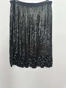 Falda Swee Lo 100% Seda con lentejuelas VTG para mujer Talla M Art Deco negro - Imagen 1 de 14