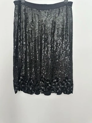 Swee Lo 100% Silk Sequin  VTG Skirt  Women Size M Black Art Deco - Image 1 of 4