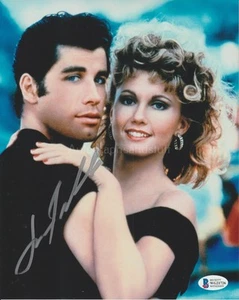John Travolta HAND SIGNED 8x10 Photo Autograph, Grease Olivia Newton John BAS - Picture 1 of 4