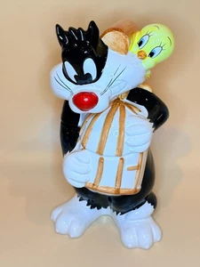 Tarro de galletas Warner Bros Looney Tunes Sylvester & Piolín 1993 cerámica vintage - Imagen 1 de 11