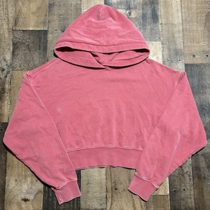 RE/DONE Felpa con Cappuccio Classica Cropped Sbiadita Cotone Invecchiato Donna Taglia S - Foto 1 di 8