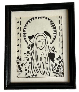 Vergine Maria Rasoio Taglio Carta Cornice Arte Religiosa Decorazione Artista J. St. Aubin 1984 - Foto 1 di 7