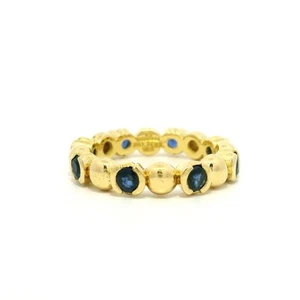 Paul Morelli 18k Yellow Gold Half Bezel 1.20ctw Sapphire Eternity Band Ring - Picture 1 of 4
