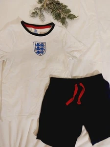 Kids England Football Home And Away Tshirt & Shorts Size 4-5years Cotton Set - Picture 1 of 4