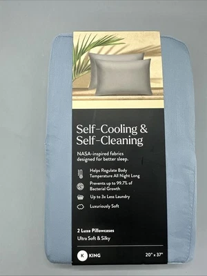 Miracle Made Pillowcases 2 King Luxe Self Cooling & Cleaning- Blue-new - Image 1 of 4