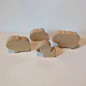 4 Wooden Farm Animals Developmental Baby Toys Montessori Kiwi Co Panda Replace - Picture 1 of 7