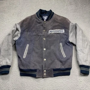 Chaqueta Dallas Cowboys Para Hombres Mediana Azul Gris NFL Fútbol Universitario Parche de Cuero - Imagen 1 de 13