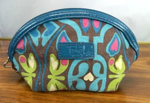 Fossil Canvas Cosmetic Makeup Pouch Clutch Travel Bag Small Zipper Floral Logo - Picture 1 of 14