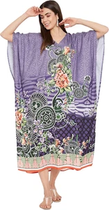 Women Casual Kaftan plus Size Long Dubai Caftan Beach Polyester Maxi House Dress - Picture 1 of 12