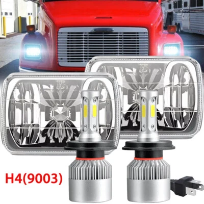 7x6" 5x7" LED Headlights H4 DRL For Freightliner FL50/60/70/80/112 MT35/45/55 - Image 1 of 4