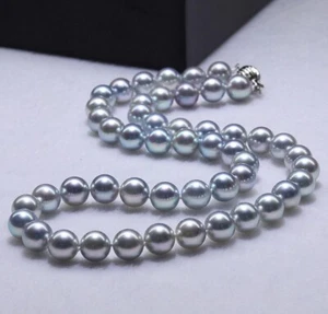 Huge 18"10-11mm natural south sea genuine silver gray round pearl necklace 51AAA - Picture 1 of 3