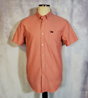 RVCA Short Sleeve Slim Fit Button Up Dress Shirt LARGE Orange