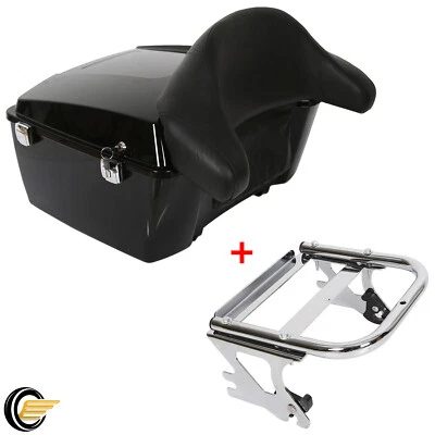 King Motorcycle Trunk w/Mounting Luggage Rack For 97-08 Harley Road Street Glide - Image 1 of 4