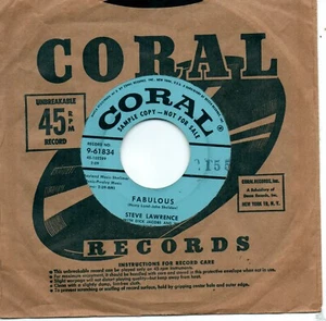STEVE LAWRENCE - FABULOUS / CAN'T WAIT FOR SUMMER  (CHARLIE GRACIE HIT)  (PROMO) - Picture 1 of 1
