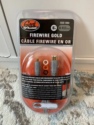 Brand New Geek Squad 6' FT IEEE 1394 Firewire Gold Cables With 6-6 Pin  GS-6FW66 - Image 1 of 4