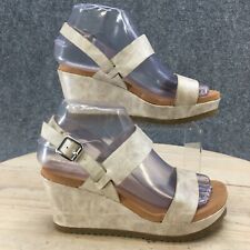 Bamboo Sandals Womens 5 Strappy Slingback Buckle Wedge Heels Silver Faux Leather