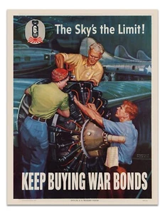 The sky's the limit! Vintage Poster BUY WAR BONDS Advertisement -Unframed- PRINT - Picture 1 of 3