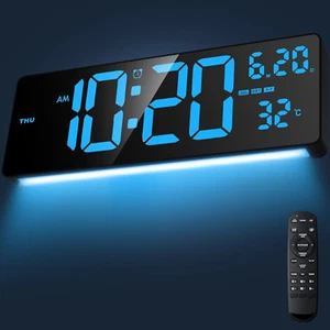 16.5" Digital Clock Large Display with Remote Control, 6-Color Night Light Digit - Picture 1 of 12