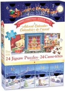 Eurographics puzzles;  Merry Christmas Advent Calendar;  24 puzzles w/ 50 pcs ea - Picture 1 of 3