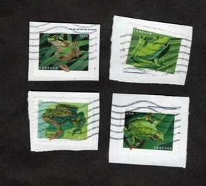#5395-8 Frogs, Used Se-Tenent Set of 4, Forever (55 cent) On Paper - Picture 1 of 1