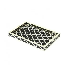 Bone inlay Tray, Handmade Decorative Tray Rectangle Floral Wooden Pattern - Picture 1 of 9