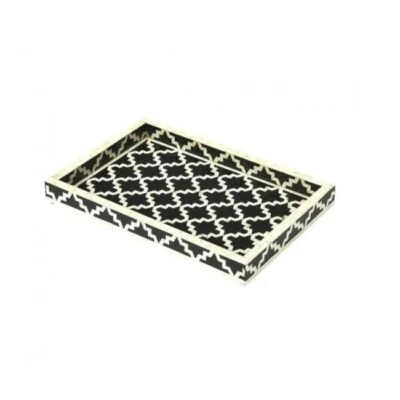 Bone inlay Tray, Handmade Decorative Tray Rectangle Floral Wooden Pattern - Image 1 of 4