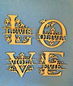 Personalised Wooden Monogram Letters Craft Blank Shape Wedding Guestbook - Picture 1 of 2