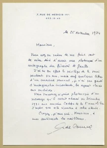 Geoffroy de Courcel (1912-1992) - Compagnon de la Libération - Lettre A. signée - Imagen 1 de 1