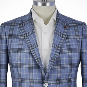 NEW $4,295 Isaia 'Cortina Soft Summer Delain' Cerulean Blue Men's Jacket US 44L - Picture 1 of 17