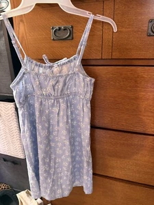 Girls Sundress Size 8 Blue/white Flowers And Adjustable Straps - Picture 1 of 2