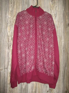 Haband Mens Maroon Full Zip Sweater Sz 3X Grandpa Hip Hop Hipster Church Fall - Picture 1 of 11