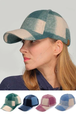 Gorra de béisbol exclusiva de rizo con patrón a cuadros a cuadros de C.C para mujer Foto 1 de 4